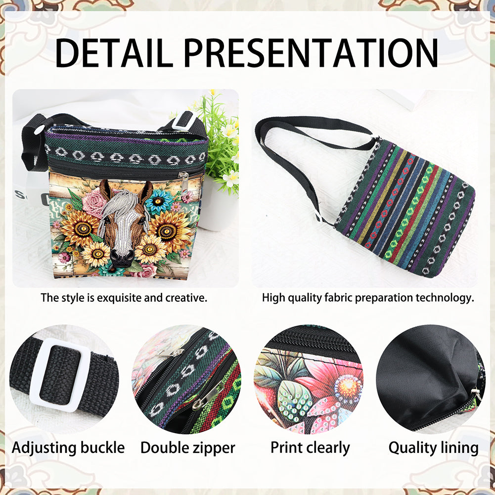 Flowers Animals 5D DIY Diamond Painting Shopper Bag Diamond Handmade Satchel Bag