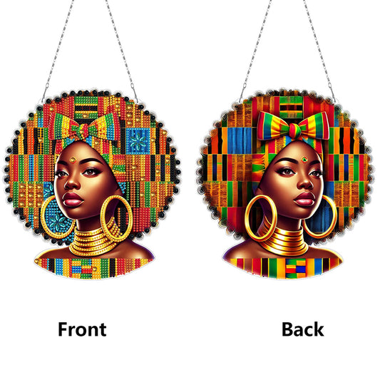 Indian Woman 5D DIY Diamond Painting Dots Pendant for Garden Window Decor