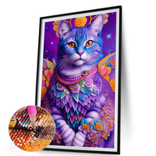 Load image into Gallery viewer, AB Diamond Painting - Full Round - Purple Cat (40*65CM)