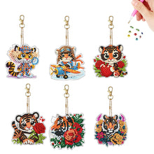 Load image into Gallery viewer, 6Pcs Double Sided Special Shape Animals Diamond Art Keyring for Beginners Adults