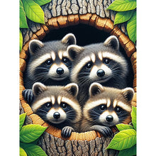 Load image into Gallery viewer, Diamond Painting - Full Round - Tree Hole Raccoon (30*40CM)