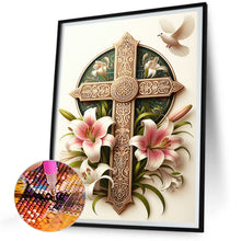 Load image into Gallery viewer, Diamond Painting - Full Round - Flower Cross (30*40CM)