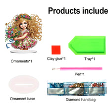 Load image into Gallery viewer, Acrylic Special Shape Flower Girl Desktop Diamond Art Kits for Home Office Decor