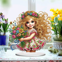 Load image into Gallery viewer, Acrylic Special Shape Flower Girl Desktop Diamond Art Kits for Home Office Decor