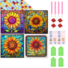 Load image into Gallery viewer, 4pcs Square Diamond Painting Set - Sunflower (30*30CM)