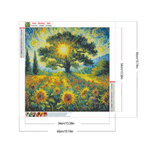Load image into Gallery viewer, Diamond Painting - Full Round - Landscape Tree Of Life Sunflower Field (40*40CM)