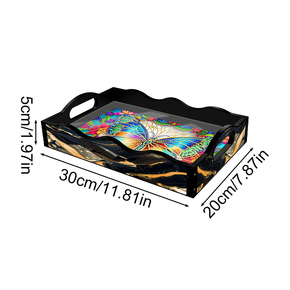 Acrylic Animals Rectangular Diamond Decorative Serving Tray for Countertop Decor