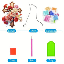 Load image into Gallery viewer, Cross Diamond Painting Hanging Pendant Rhinestone Diamond Art Window Pendants