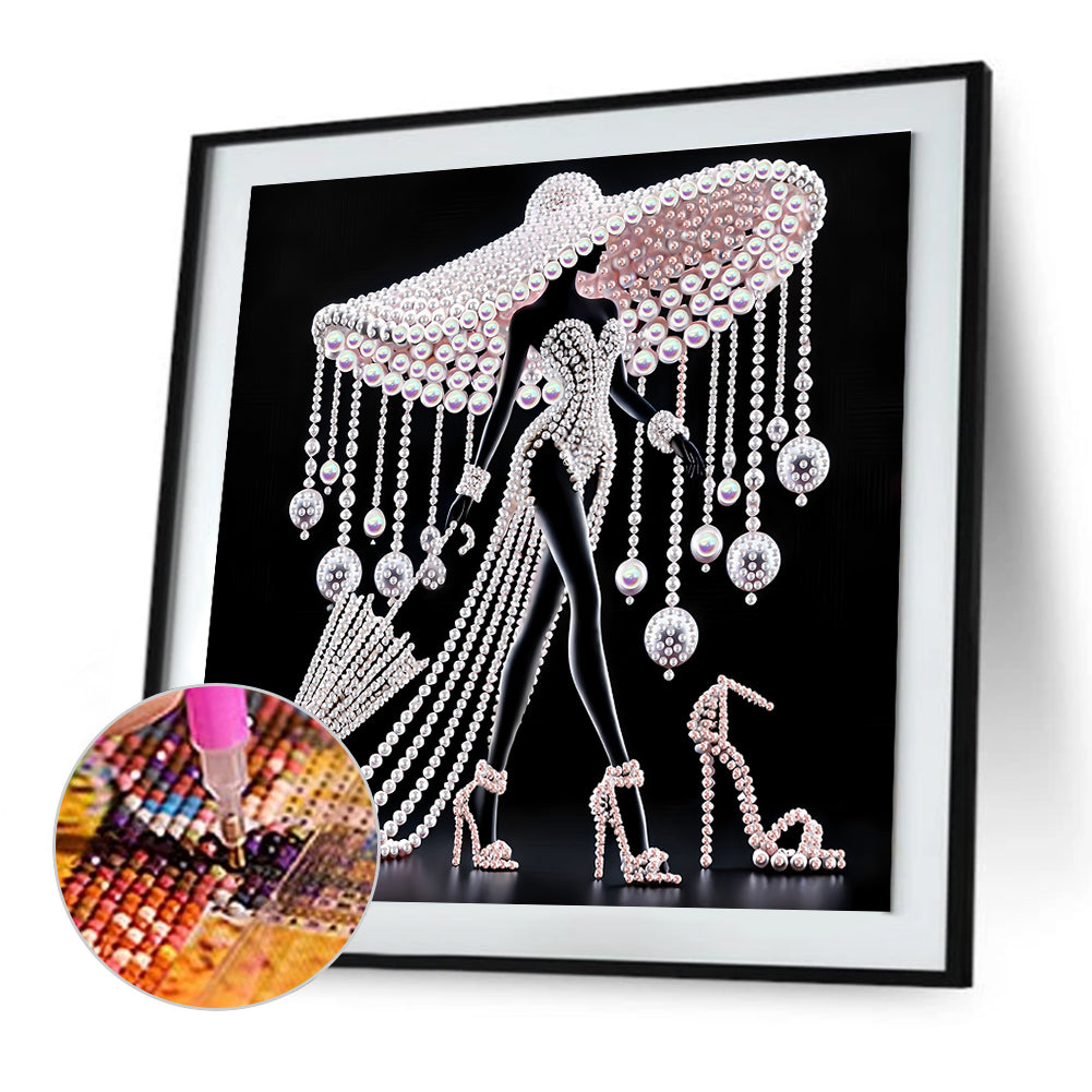 Diamond Painting - Partial Special Shaped - Elegant Lady (30*30CM)