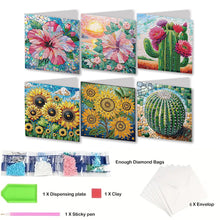 Load image into Gallery viewer, 6PCS DIY Diamond Art Greeting Cards Creative Birthday Card Kit Gifts (Flower)