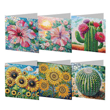 Load image into Gallery viewer, 6PCS DIY Diamond Art Greeting Cards Creative Birthday Card Kit Gifts (Flower)