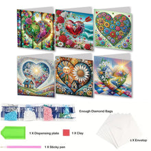 Load image into Gallery viewer, 6PCS DIY Diamond Art Greeting Cards Creative Birthday Card Kit Gifts (Heart)