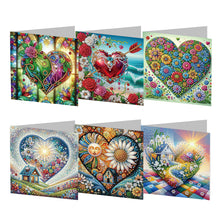 Load image into Gallery viewer, 6PCS DIY Diamond Art Greeting Cards Creative Birthday Card Kit Gifts (Heart)