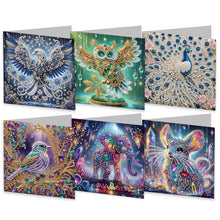Load image into Gallery viewer, 6PCS DIY Diamond Art Greeting Cards Creative Birthday Card Kit Gifts (Animal)