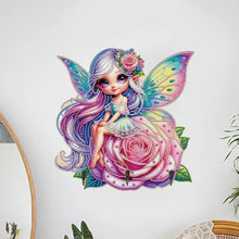 Load image into Gallery viewer, Wooden Elf Girl DIY Diamond Art Craft Wall Hooks A Row of 3 Hooks for Beginners