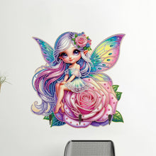 Load image into Gallery viewer, Wooden Elf Girl DIY Diamond Art Craft Wall Hooks A Row of 3 Hooks for Beginners