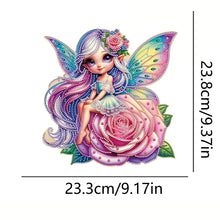 Load image into Gallery viewer, Wooden Elf Girl DIY Diamond Art Craft Wall Hooks A Row of 3 Hooks for Beginners