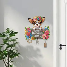 Load image into Gallery viewer, Wooden Chihuahua DIY Diamond Art Craft Wall Hooks A Row of 3 Hooks for Beginners
