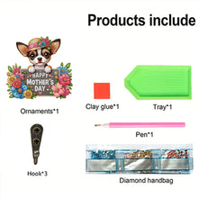 Load image into Gallery viewer, Wooden Chihuahua DIY Diamond Art Craft Wall Hooks A Row of 3 Hooks for Beginners