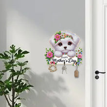 Load image into Gallery viewer, Wooden Maltese DIY Diamond Art Craft Wall Hooks A Row of 3 Hooks for Beginners