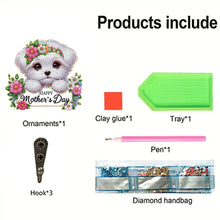 Load image into Gallery viewer, Wooden Maltese DIY Diamond Art Craft Wall Hooks A Row of 3 Hooks for Beginners