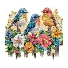 Load image into Gallery viewer, Wooden Three Birds Diamond Art Craft Wall Hooks A Row of 3 Hooks for Beginners