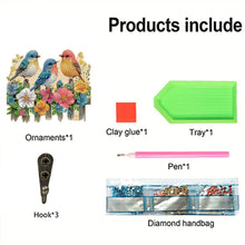 Load image into Gallery viewer, Wooden Three Birds Diamond Art Craft Wall Hooks A Row of 3 Hooks for Beginners