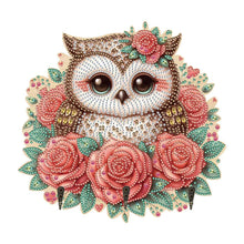 Load image into Gallery viewer, Wooden Rose Owl DIY Diamond Art Craft Wall Hooks A Row of 3 Hooks for Beginners