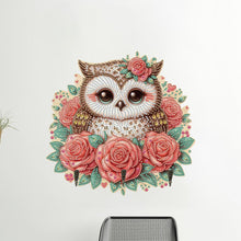 Load image into Gallery viewer, Wooden Rose Owl DIY Diamond Art Craft Wall Hooks A Row of 3 Hooks for Beginners