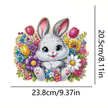 Load image into Gallery viewer, Wooden Flower Rabbit Diamond Art Craft Wall Hooks A Row of 3 Hooks for Beginners
