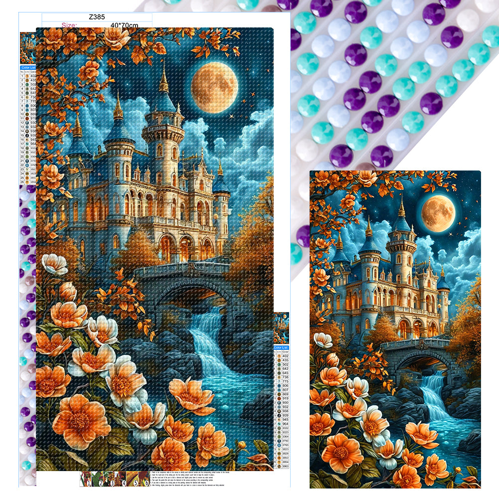 Diamond Painting - Full Round - Castle Under The Moonlight (40*70CM)