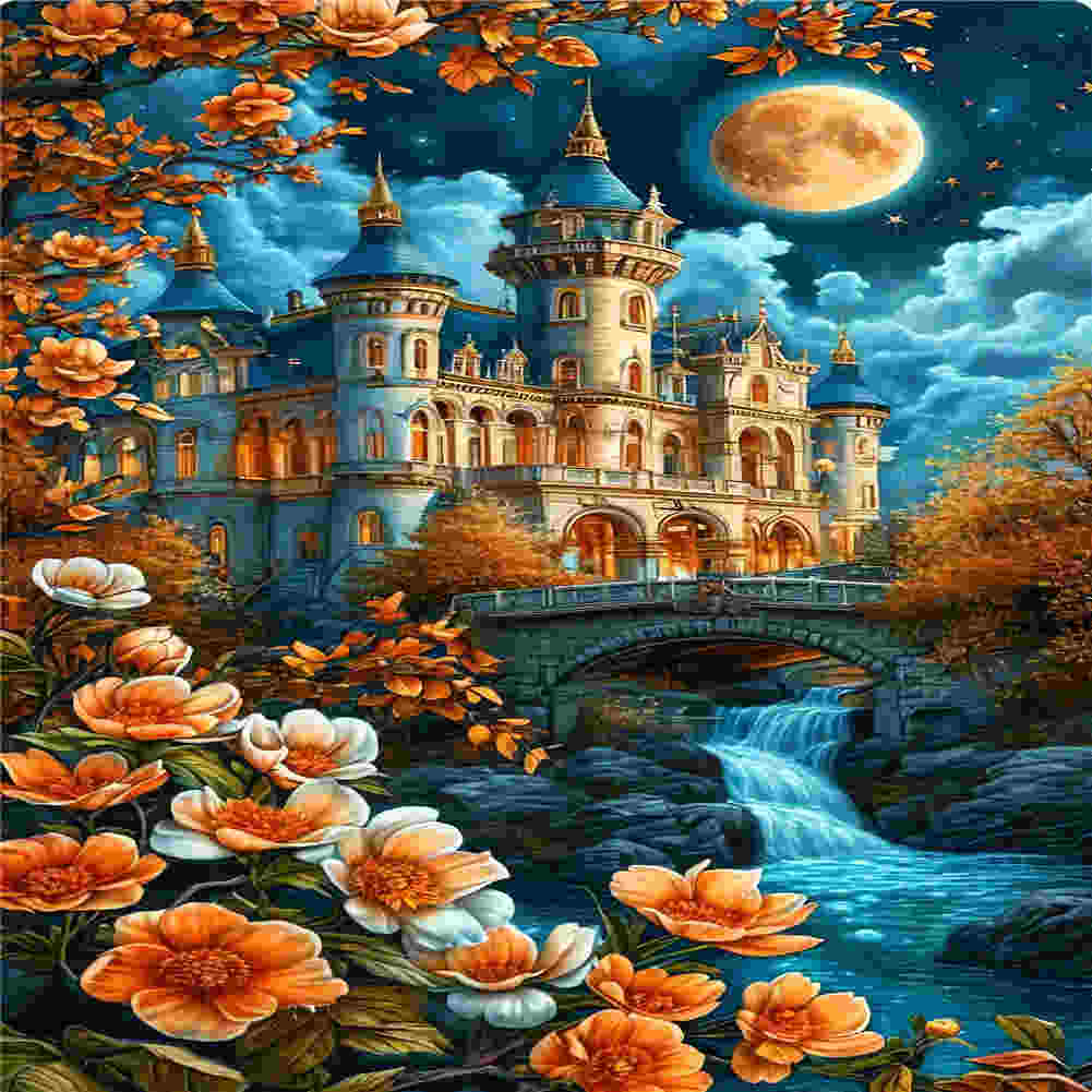 Diamond Painting - Full Round - Castle Under The Moonlight (40*70CM)