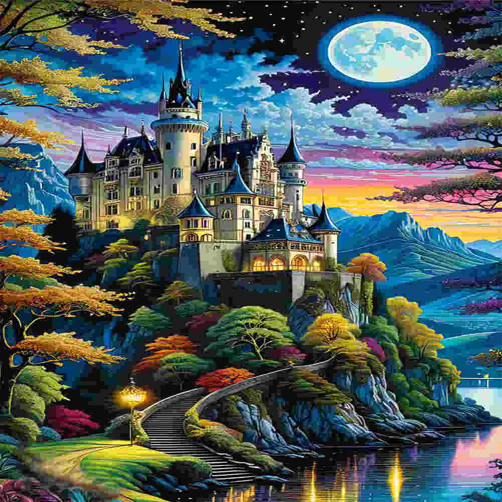 Diamond Painting - Full Round - Castle Under The Moon (40*70CM)
