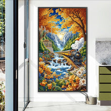 Load image into Gallery viewer, Diamond Painting - Full Round - Train Under Autumn Leaves (40*70CM)