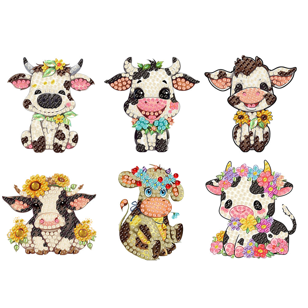 6Pcs Acrylic Animals Diamond Painting Refrigerator Magnet for Fridge Whiteboards