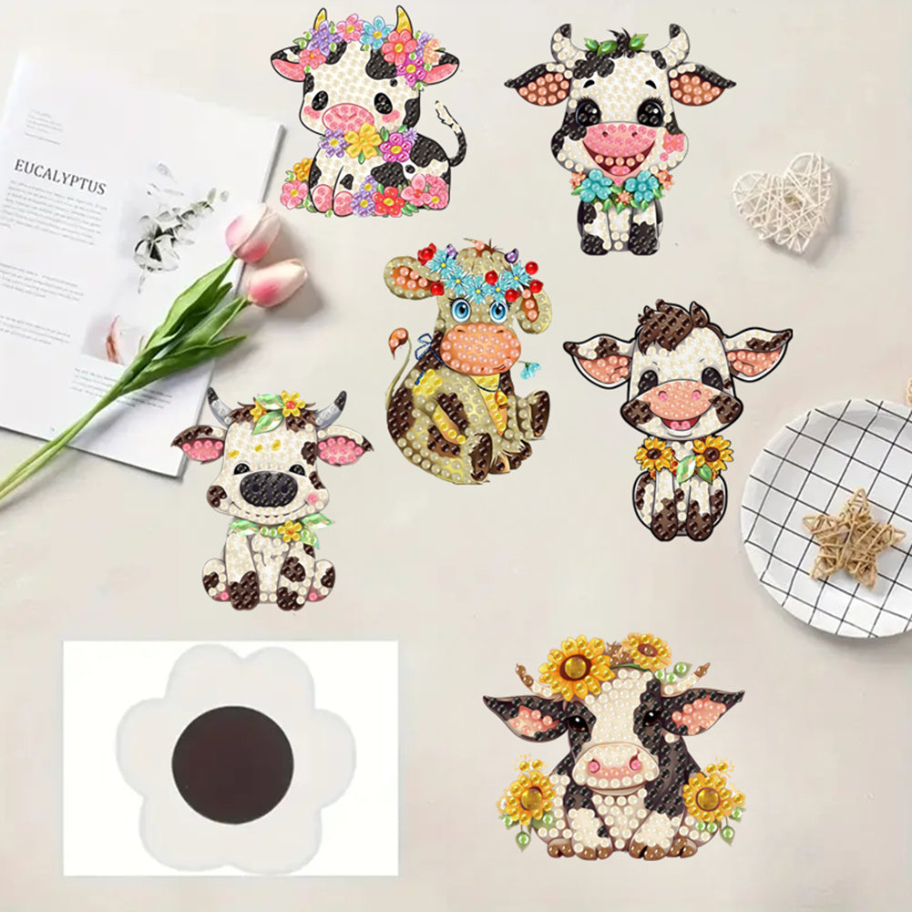 6Pcs Acrylic Animals Diamond Painting Refrigerator Magnet for Fridge Whiteboards