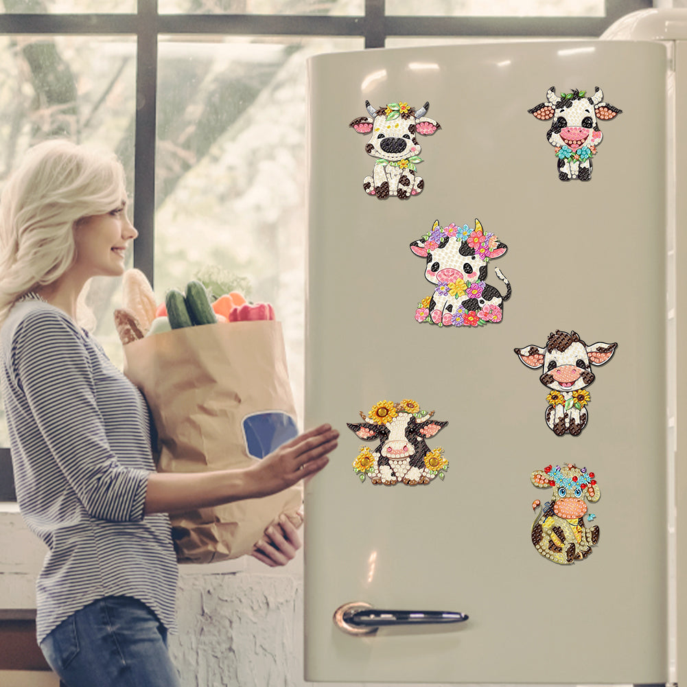 6Pcs Acrylic Animals Diamond Painting Refrigerator Magnet for Fridge Whiteboards