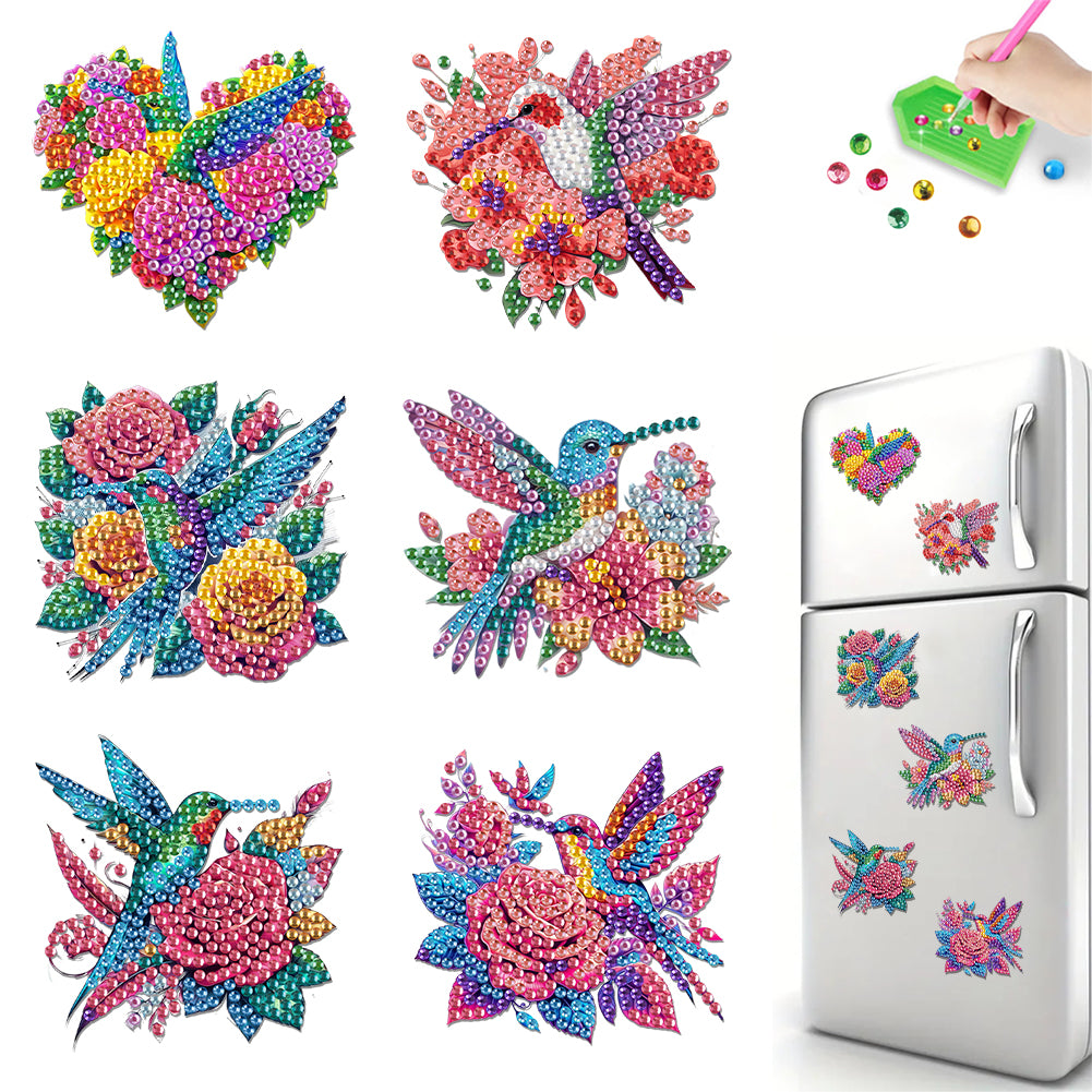 6Pcs Acrylic Animals Diamond Painting Refrigerator Magnet for Fridge Whiteboards