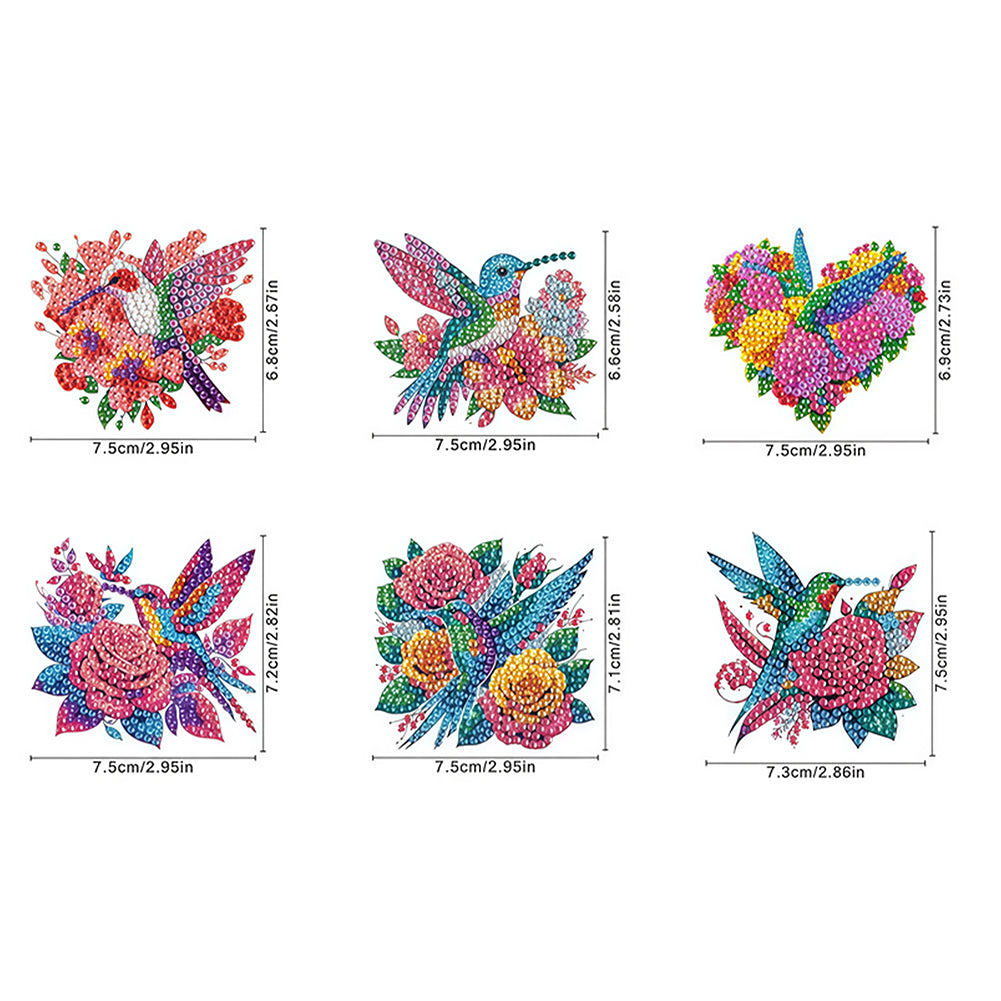 6Pcs Acrylic Animals Diamond Painting Refrigerator Magnet for Fridge Whiteboards