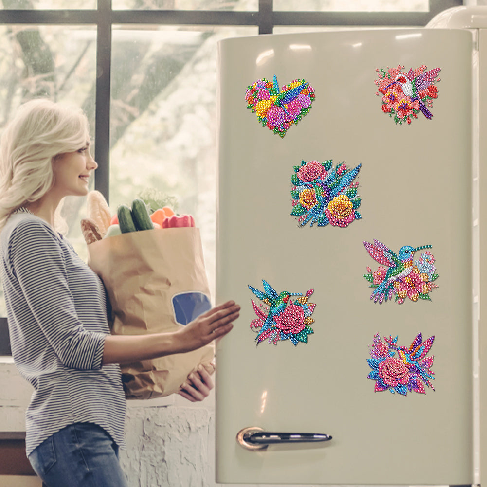 6Pcs Acrylic Animals Diamond Painting Refrigerator Magnet for Fridge Whiteboards
