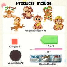 Load image into Gallery viewer, 6Pcs Acrylic Animals Diamond Painting Refrigerator Magnet for Fridge Whiteboards