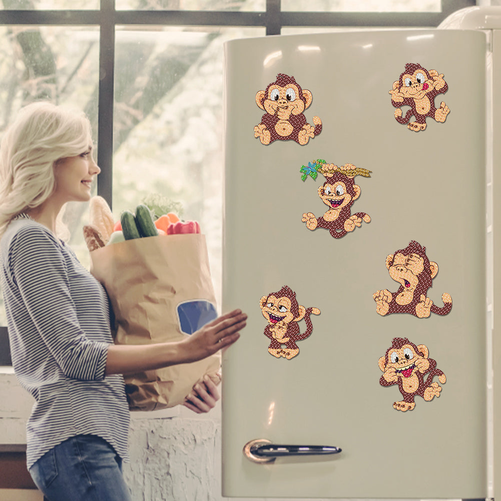 6Pcs Acrylic Animals Diamond Painting Refrigerator Magnet for Fridge Whiteboards