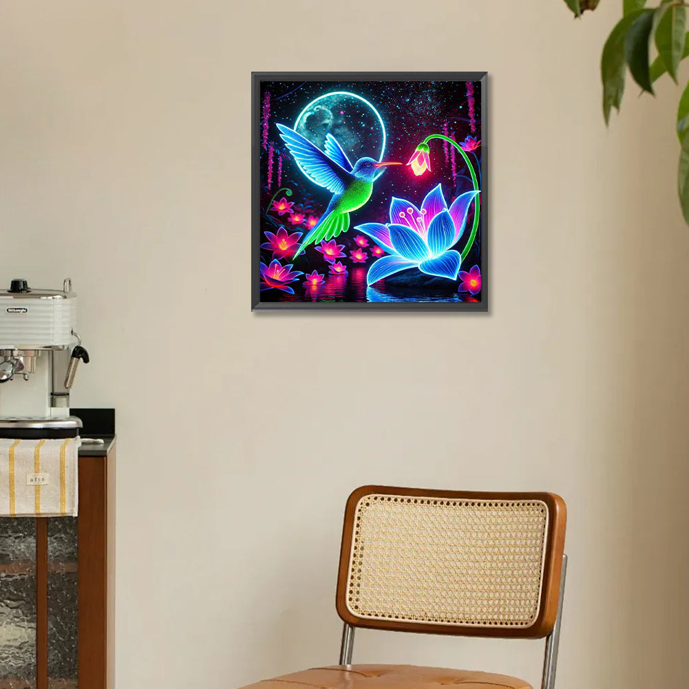 Diamond Painting - Full Round - Glow-In-The-Dark Hummingbirds (30*30CM)