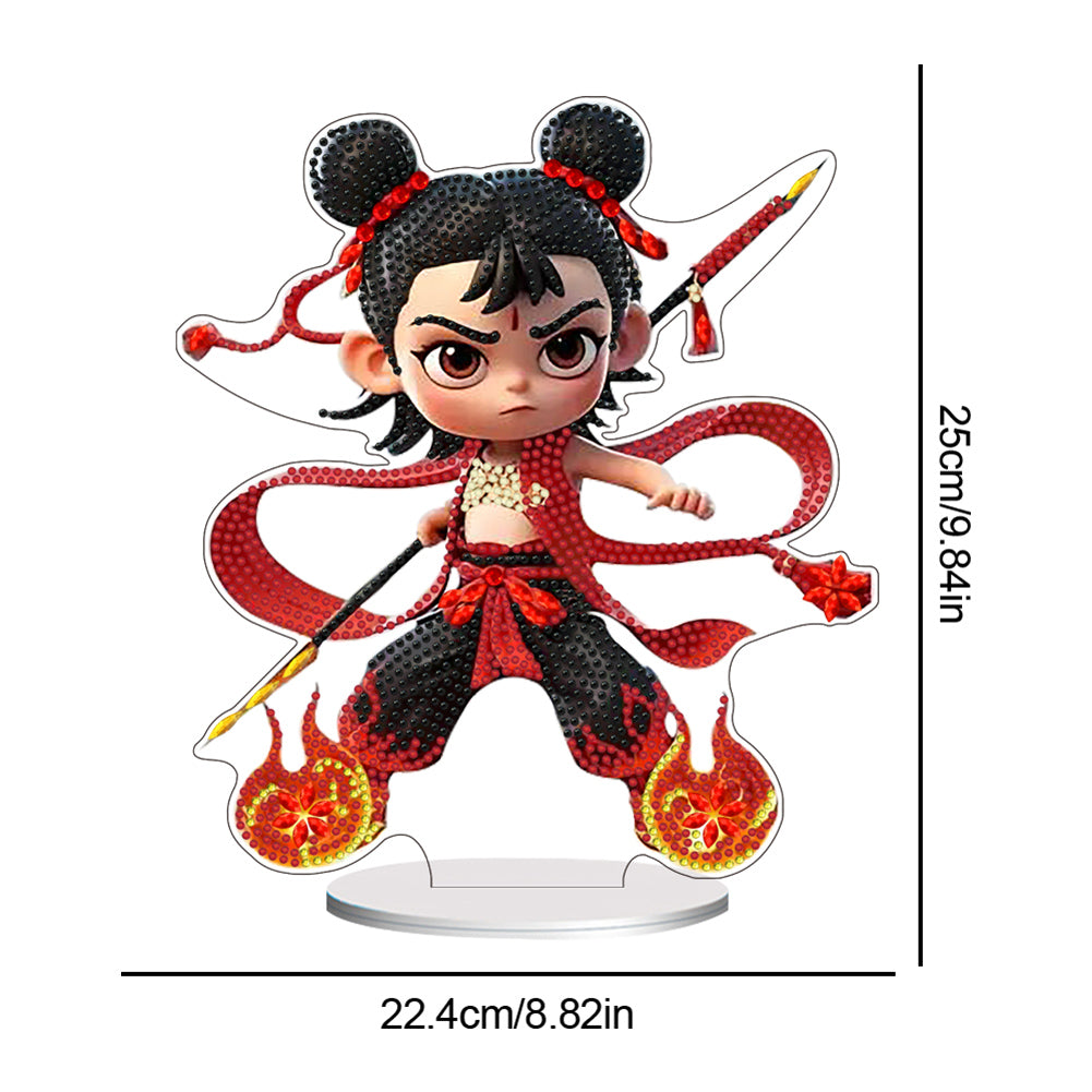 Ne Zha Acrylic Table Top Diamond Painting Ornament Kits Desktop Diamond Art Kits