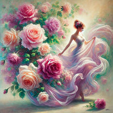 Load image into Gallery viewer, Diamond Painting - Full Round - Girl And Flower (40*40CM)