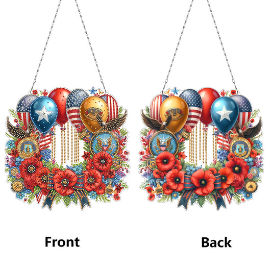 Independence Day Balloon 2D Flat DIY Diamond Art Pendant Wall Decor for Home