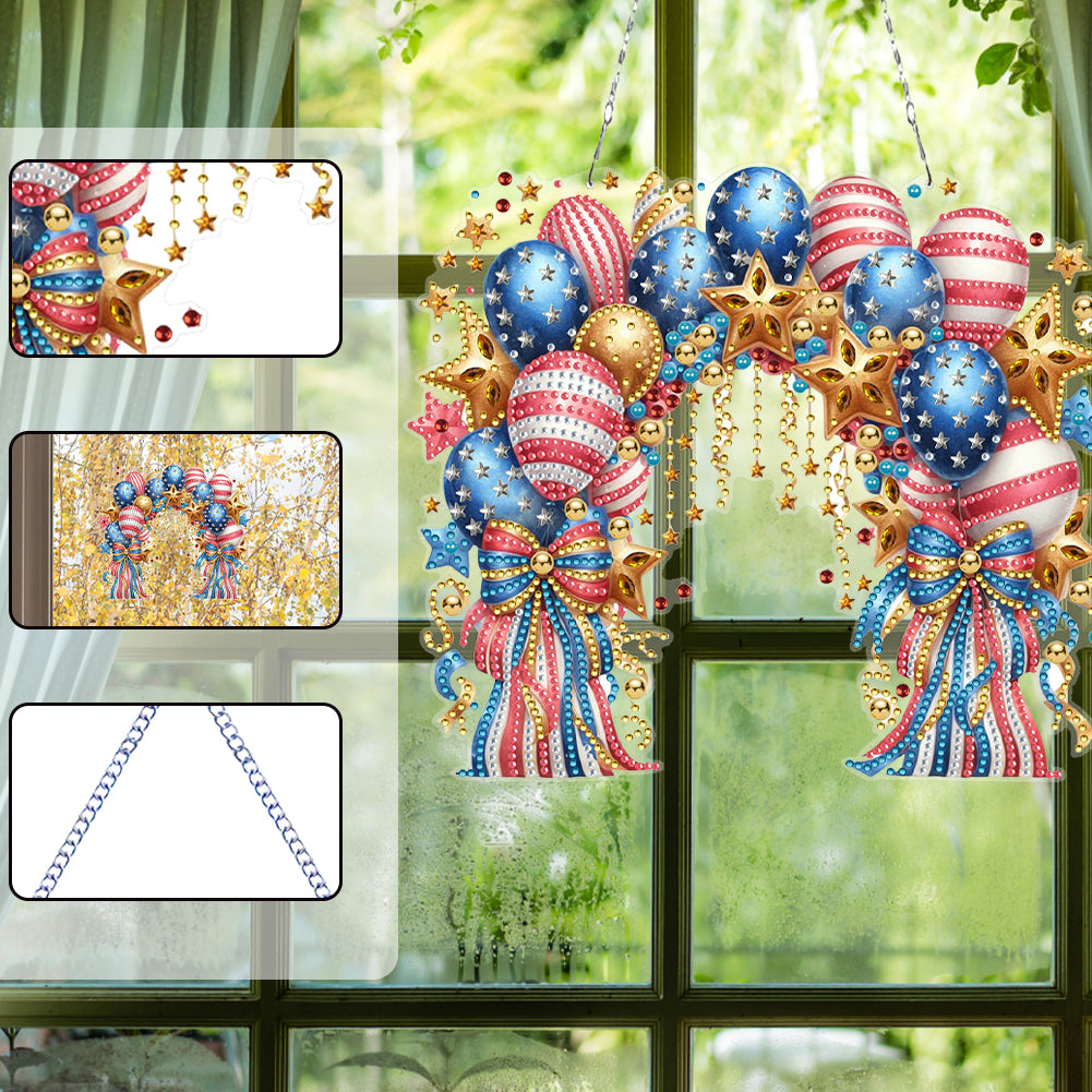 US Independence Day Acrylic Diamond Painting Hanging Pendant for Home Wall Decor