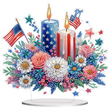Load image into Gallery viewer, Acrylic Special Shape Independence Day Flower Candle Diamond Painting Ornament