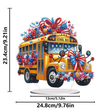 Load image into Gallery viewer, Acrylic Special Shape Independence Day School Bus Diamond Painting Ornament