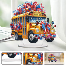 Load image into Gallery viewer, Acrylic Special Shape Independence Day School Bus Diamond Painting Ornament